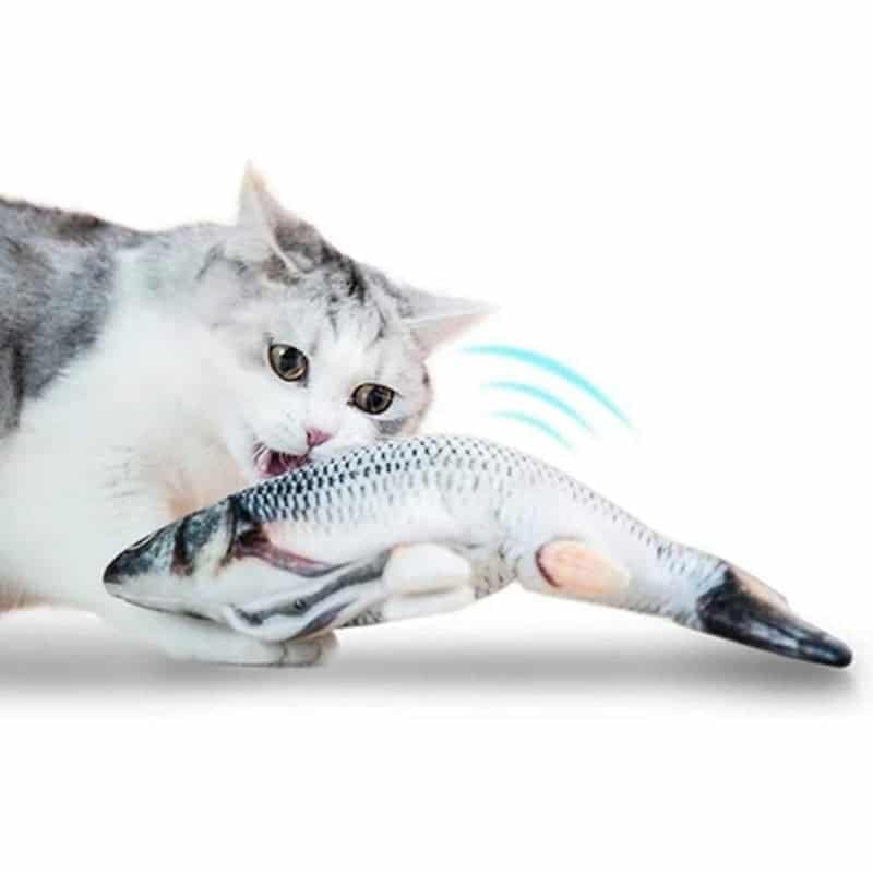 Peixe de Pelúcia Animado Brinquedo de Gato com Bateria Recarregável USB - Peixoca